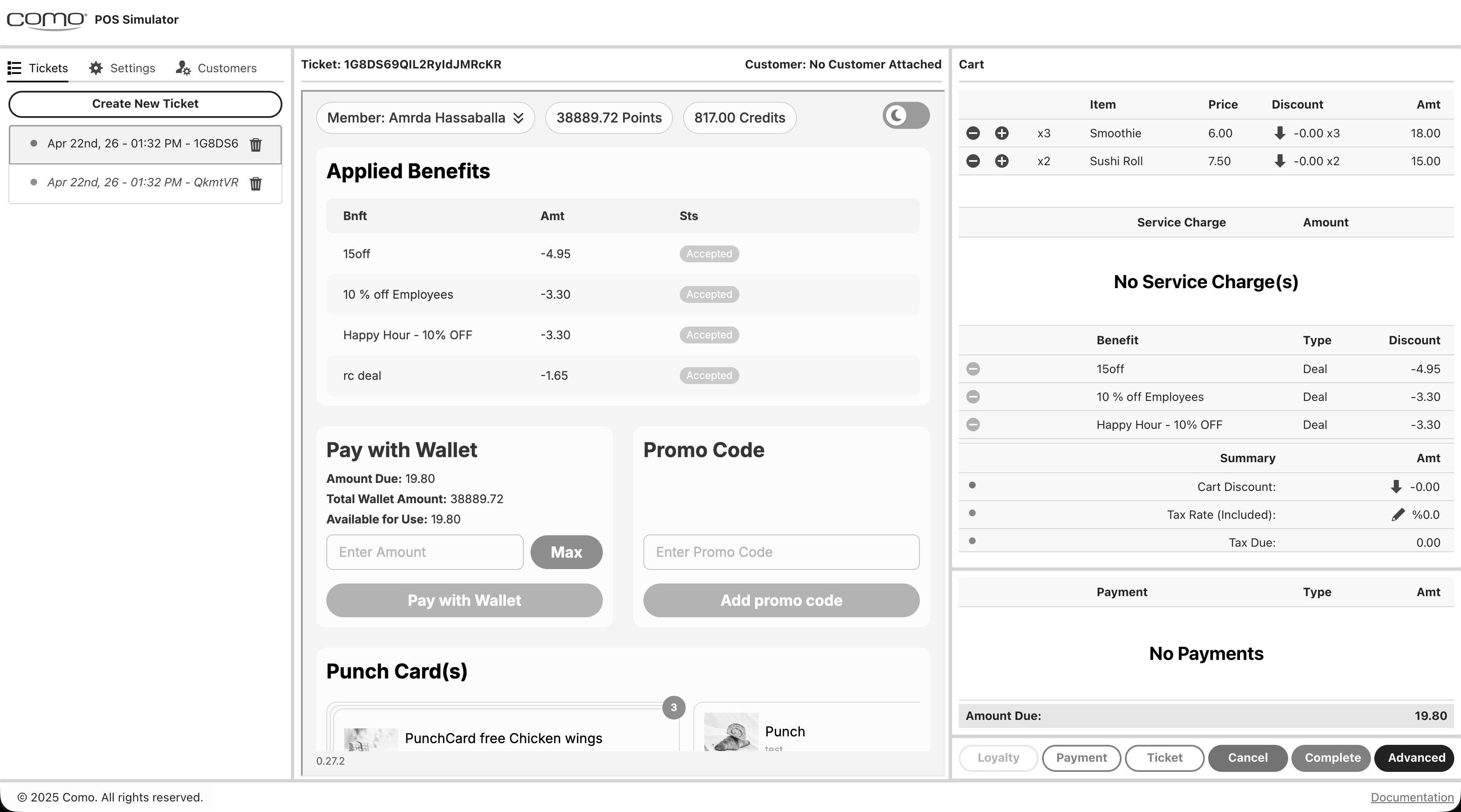 Detail screenshot of Como (Global Payments)